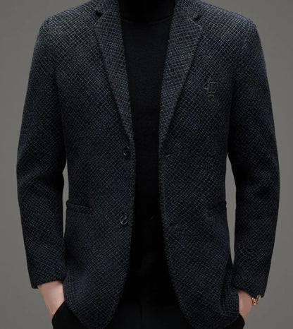 Men's Autumn Winter Thickened Business Casual Blazer Jacket Middle Aged Warm Outerwear