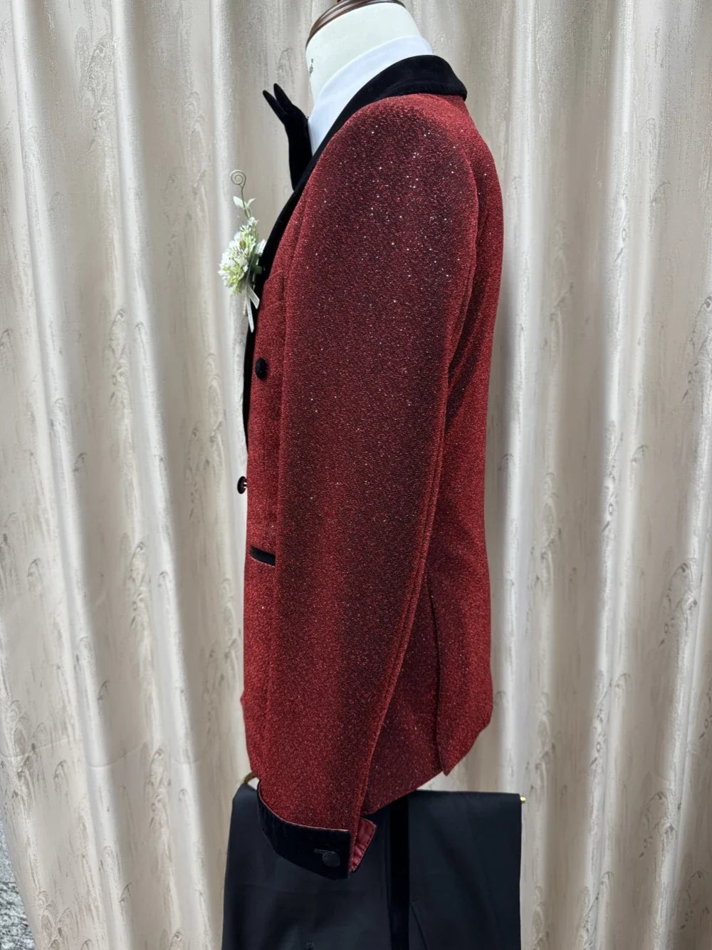 2026 New Exquisite Jacquard Suit Set 2 Pieces For Men Dancing Wear Handsome Classic Peak Lapel Men's Tuxedo Banquet Party Outfit