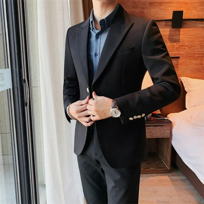 2022 Classic Green Blue Jacket Uniform Groom Tuxedos Mens Wedding Suits Peaked Lapel Man Business Blazer Groomsmen Prom Dress