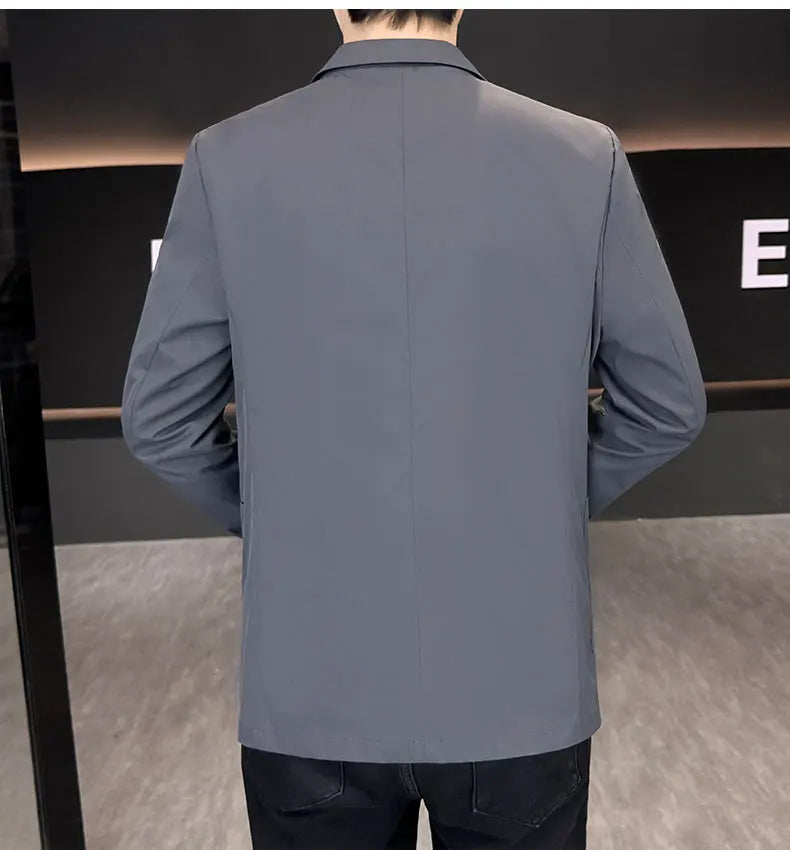 Men's Summer Thin Casual Blazer Solid Color Sun Protection Single Suit Jacket Lightweight Breathable Outerwear