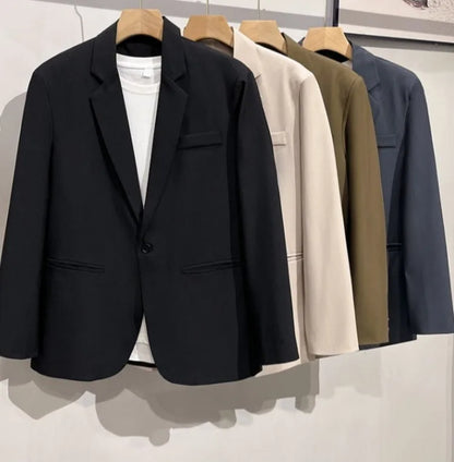 Men 2026 Korean Style Loose Blazer Spring Autumn Versatile Casual Suit Jacket Trendy Handsome Outerwear
