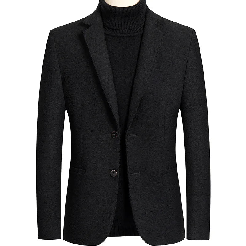 New Men's Wool Blazers Male Suit Jacket Oversized Solid Business Casual Winter Jacket Men Clothing Wedding Suit Coat 4XL