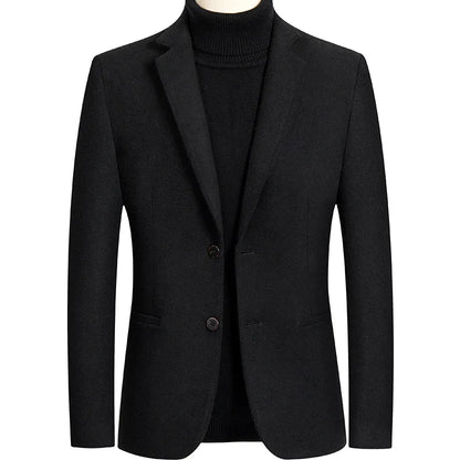 New Men's Wool Blazers Male Suit Jacket Oversized Solid Business Casual Winter Jacket Men Clothing Wedding Suit Coat 4XL