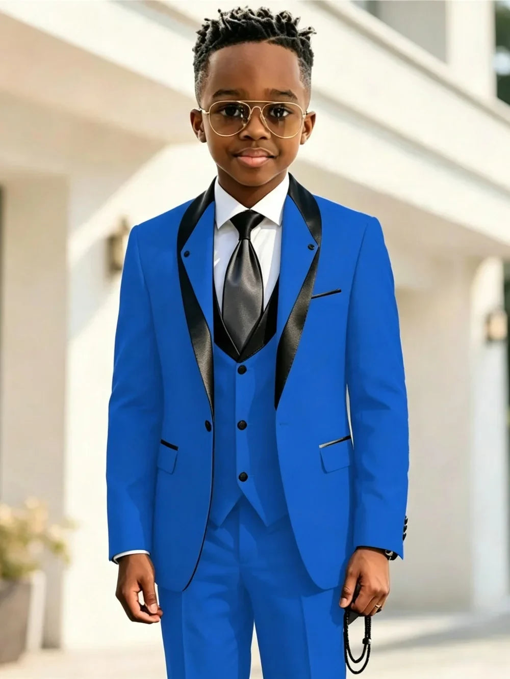 Handsome Boys Slim Fit Suits 3 Pieces Christmas Party Wear High Quality Kids Formal Suit Set Wedding Ring Bearer Outfit 2-20T