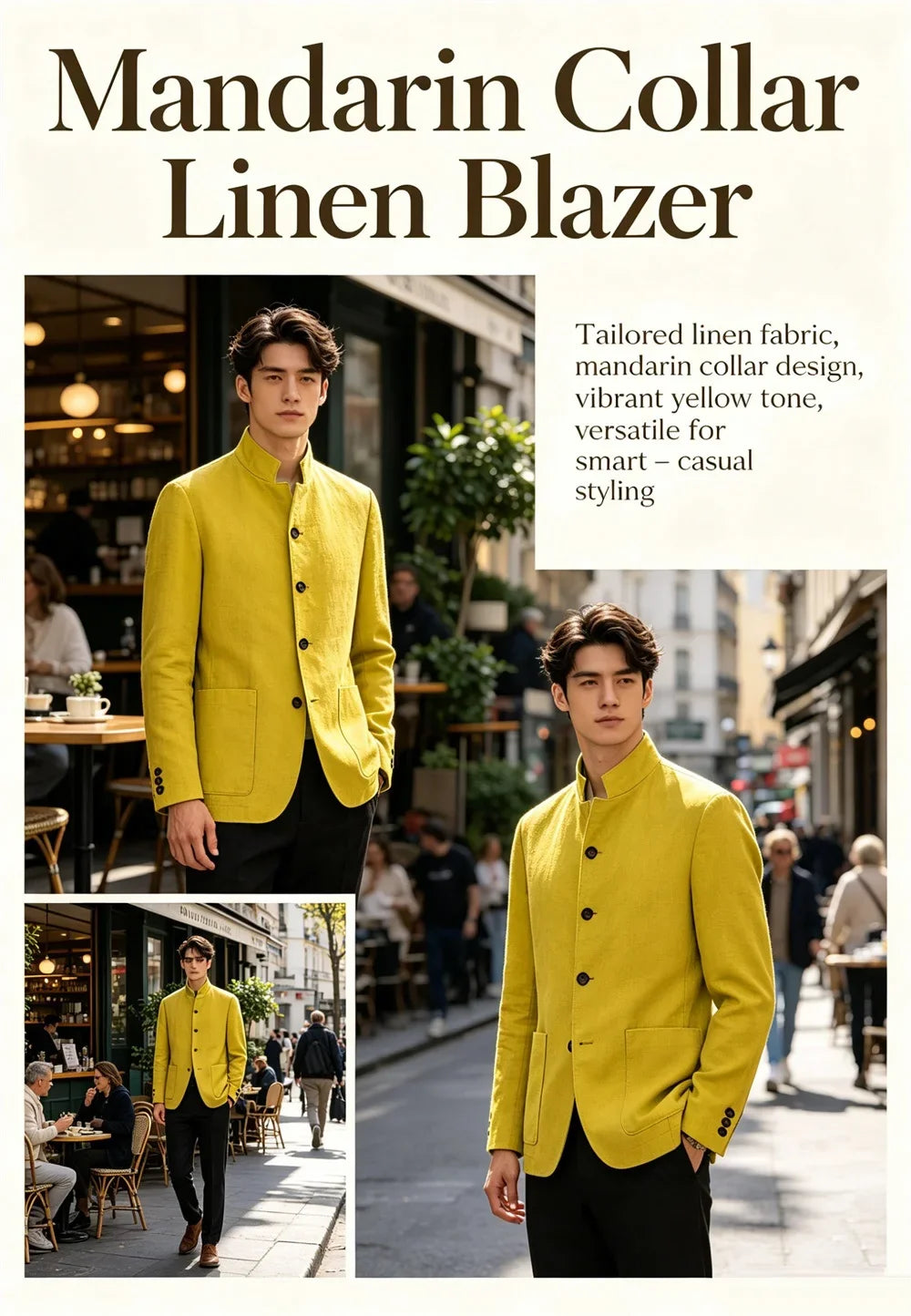 Men's Linen Blend Blazer Single Breasted 4 Buttons Patch Pockets Slim Fit Business Wedding Daily Breathable Fashion Casual Coat