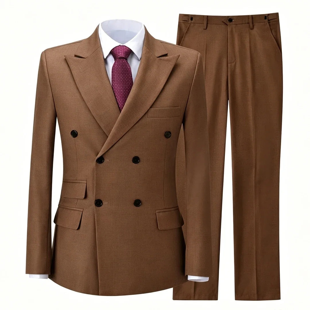 Men Suit Gray 2 Pieces Double Button With Lapel Solid For Wedding Birthday Banquet Party Business Work Office Jacket And Pants