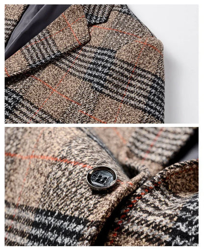 Classic Men's Suit Jacket England Plaid Blazers High Quality Business Causal Suit For Men Clothing Conjuntos De Blazer