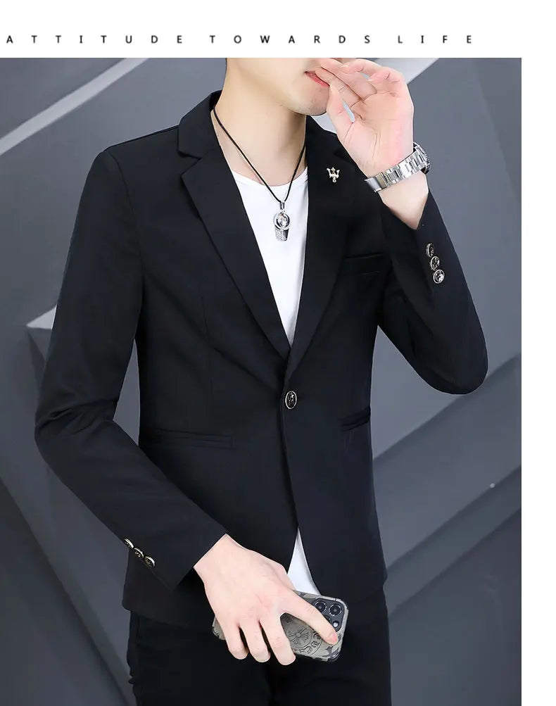 Blazer Men's Fashion Outdoor Travel Gentleman Wedding Slimming Business Versatile Trendy Casual Korean-style Formal Wear Blazer
