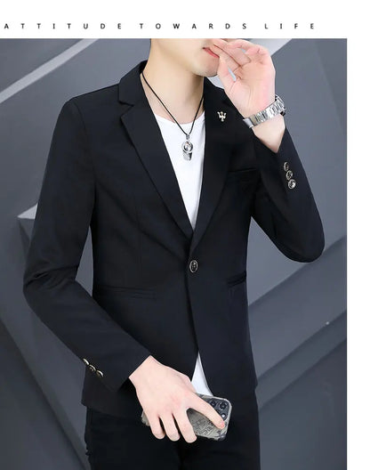 Blazer Men's Fashion Outdoor Travel Gentleman Wedding Slimming Business Versatile Trendy Casual Korean-style Formal Wear Blazer