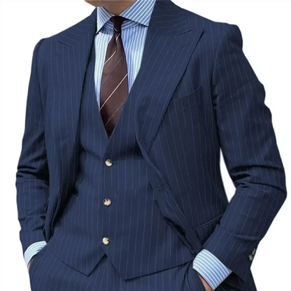 Classy Wedding StripeTuxedos Suits Slim Fit Bridegroom For Men 3 Pieces Groomsmen Suit Male  Formal Business (Jacket+Vest+Pants)
