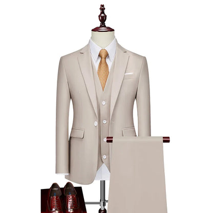 Men's Three-Piece Suit – Slim Fit Wedding & Business Formal Suit with Vest and Trousers