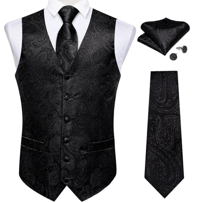 Men's Paisley Waistcoat with Necktie Set for Weddings and Formal Occasions