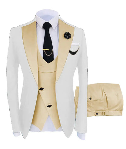 Men Coat Business Formal Slim Fit Suit Costumes Pour Homme Set Party Vest Pants Wedding 3pcs Blazer Verde Hombre Terno Masculino