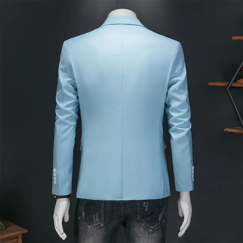 Men's Slim Fit Single-Breasted Blazer for Business Casual and Wedding Occasions