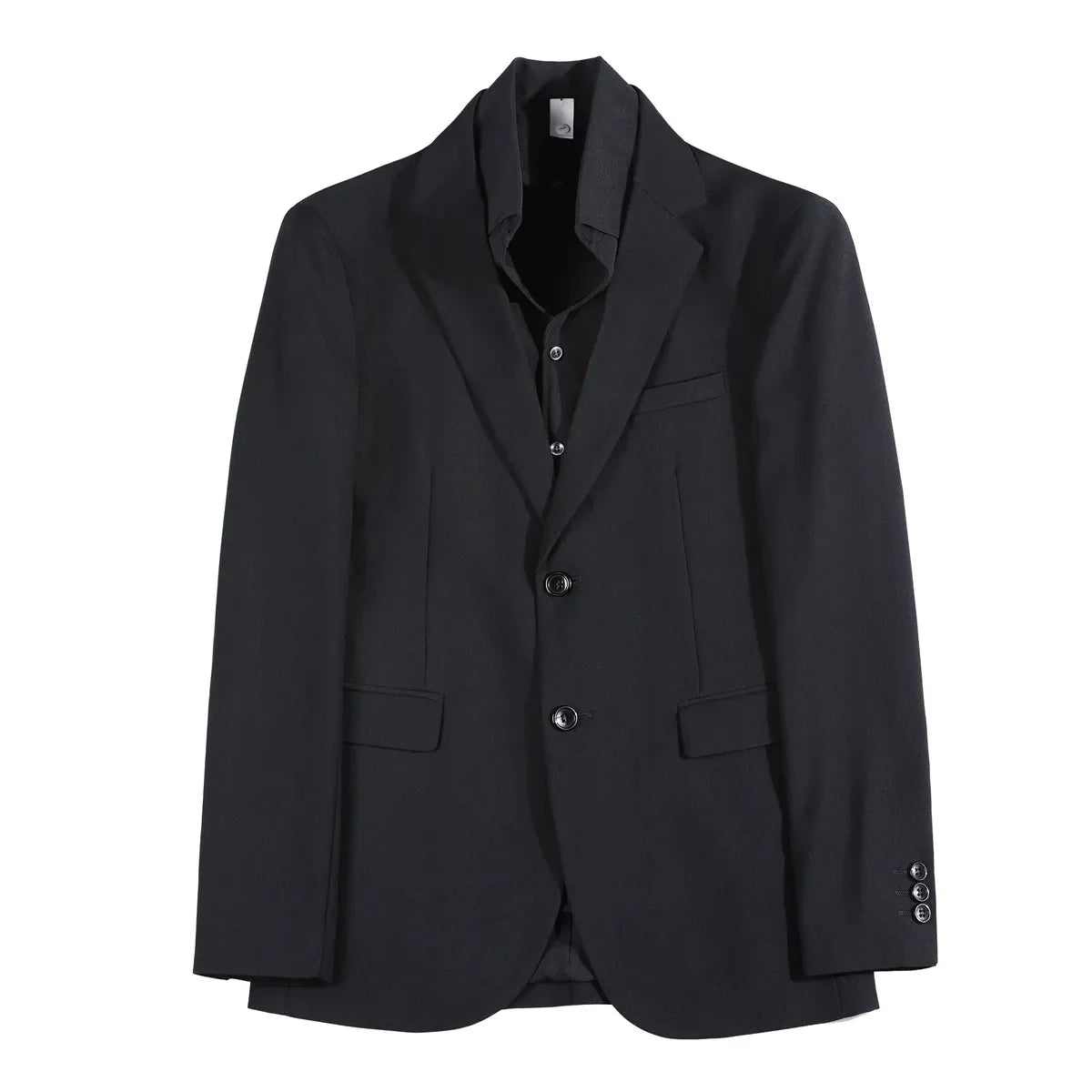 Removable Shirt Fake Two Suit Coats Men Spring Autumn Korean Slim Fit Business Casual Suit Coat Formal Social Party Prom Tuxedos