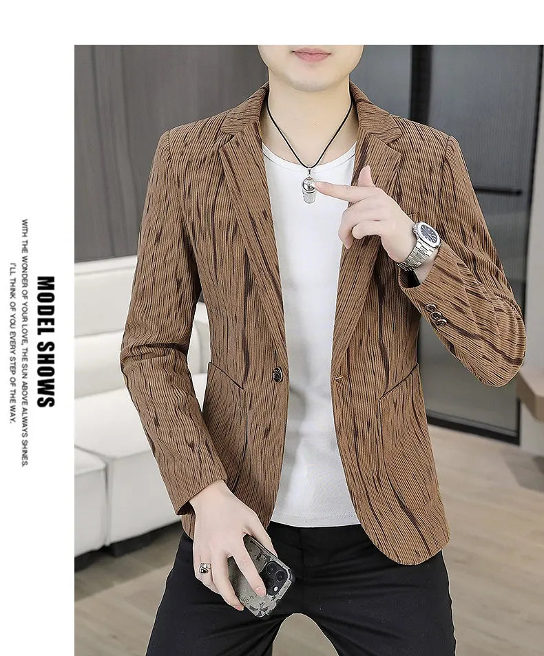 Blazer Men's Fashion Outdoor Travel Gentleman Wedding Slimming Business Versatile Trendy Casual Korean-style Formal Wear Blazer