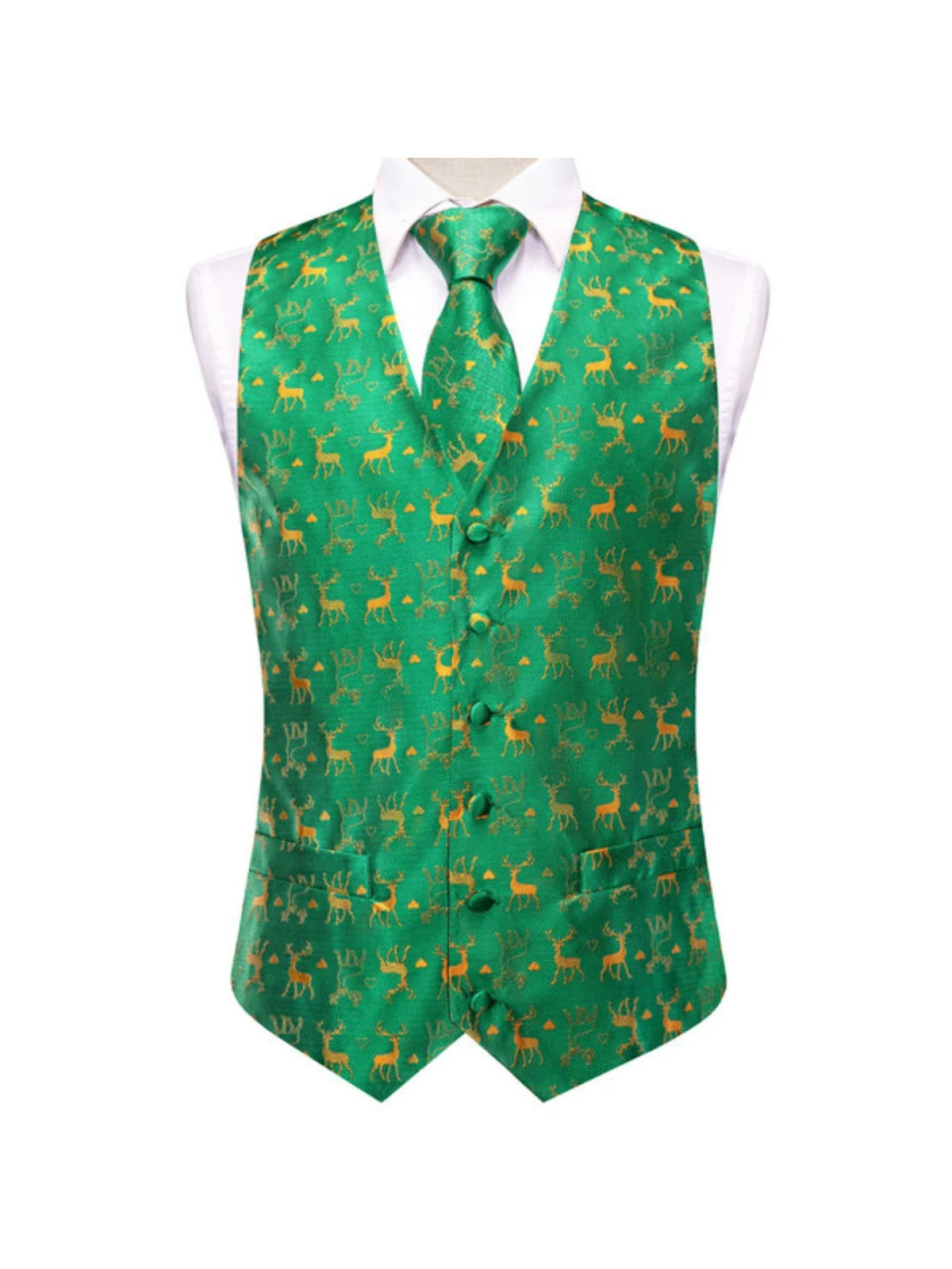 Men's Vest 3-Piece Set Christmas Print for Holiday Parties