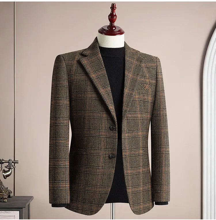 2026 Spring Wool Suit Jacket for Men High Quality Casual Business Formal Jacket Slim Fit Wedding Groom Blazers Masculino