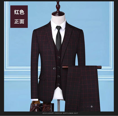 Men's 3-Piece Suit Slim Fit Blazer Vest Trousers Smart Casual Business Formal