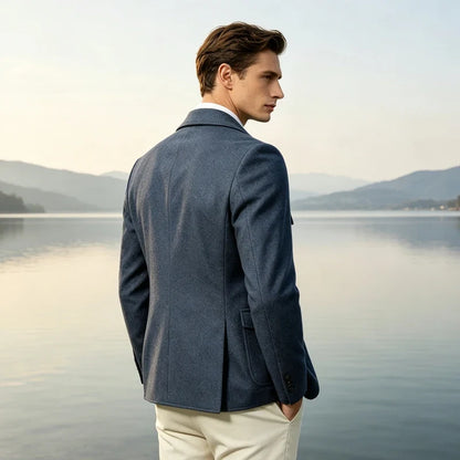 Men's Wool Blazer Notched Lapel Slim Fit 3 Buttons Suit Jacket Multi Pockets Casual Business Autumn Winter Dress Coat Daily Wear