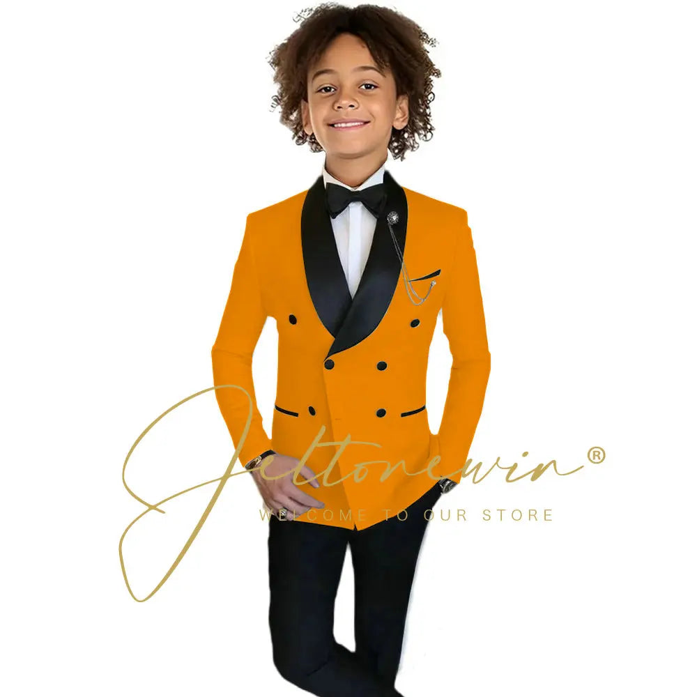 Boys Formal Suits Double Breasted Wedding Outfits Host Performance Costume for Children 2-16 Years Old Kids Birthday Blazer Set