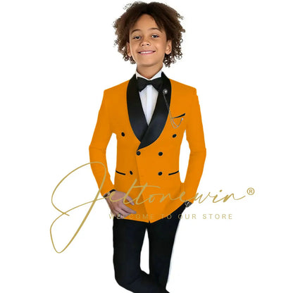Boys Formal Suits Double Breasted Wedding Outfits Host Performance Costume for Children 2-16 Years Old Kids Birthday Blazer Set