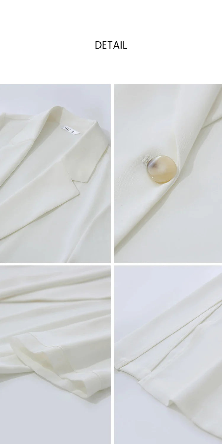 Women's Blazer 2026 Summer New Notched Lapel Chiffon Splicing Short Sleeve Jacket Women's Single Button Casual Top 12622126