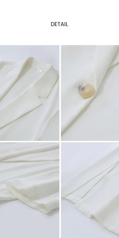 Women's Blazer 2026 Summer New Notched Lapel Chiffon Splicing Short Sleeve Jacket Women's Single Button Casual Top 12622126