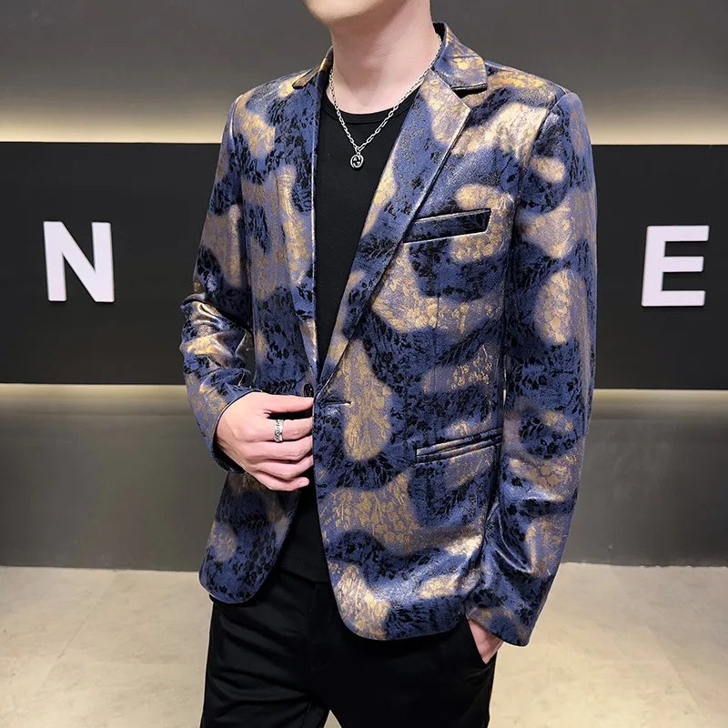 2026 Autumn Suede Men's Casual Suit Jacket Slim Fit Handsome High-quality Business Social Blazers Social Streetwear Dress Coat