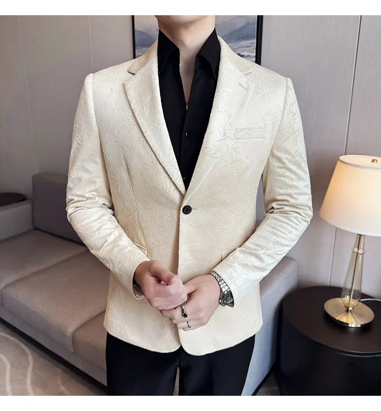 British Style Velvet Men Blazers Autumn Winter Slim Fit Casual Business Suit Jackets Wedding Groom Banquet Formal Coats