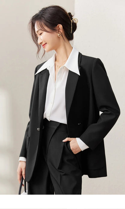 Black Blazer Suit Jacket Women 2026 Spring Fall Fashion Trend Elegant Office Ladies Work Wear Clothing 153XC3230X