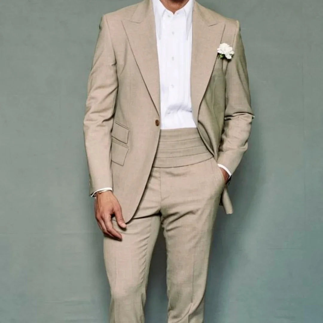 Latest Coat Pant Designs Beige Ivory Wedding Suits Slim Fit 2 Piece Formal Tuxedo Custom Style Groom Men Suits Terno Masculino