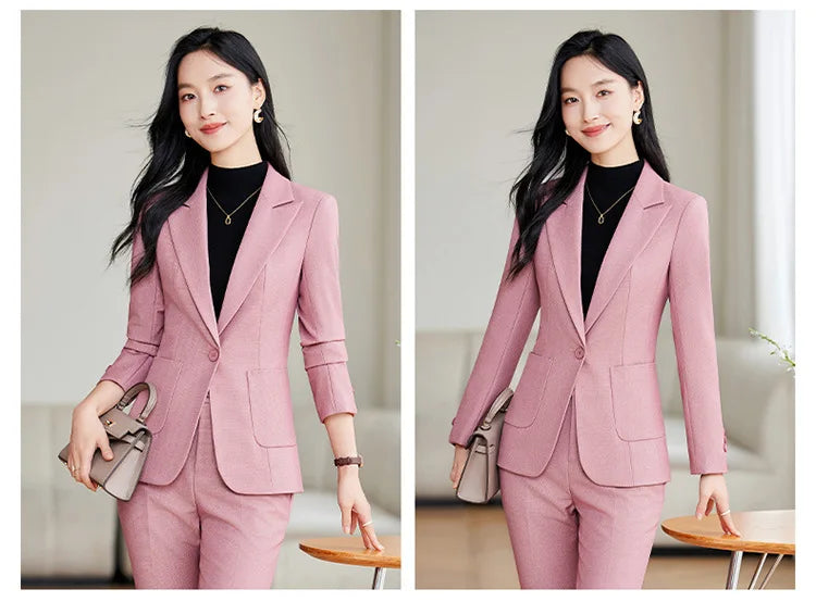 Brown Suits Women 2024 New Autumn High End Fashion Temperament Business Slim Blazer And Pants Sets Office Lady Work Wear