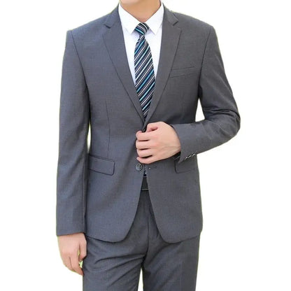 Men's Slim Fit Business Suit – Blazer & Pants Set for Weddings & Formal Occasions