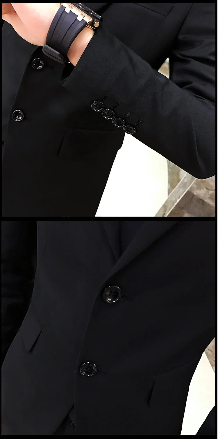 Men's 3-Piece Slim Fit Suit – Business & Wedding Formal Set with Blazer, Vest & Pants