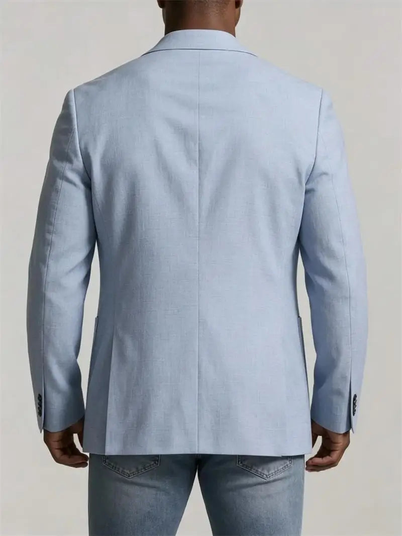 Men's Linen Suit Jacket Summer Thin Breathable Blazers Lapel Single-breasted Business Man Clothes Blazer Wedding Office Coat