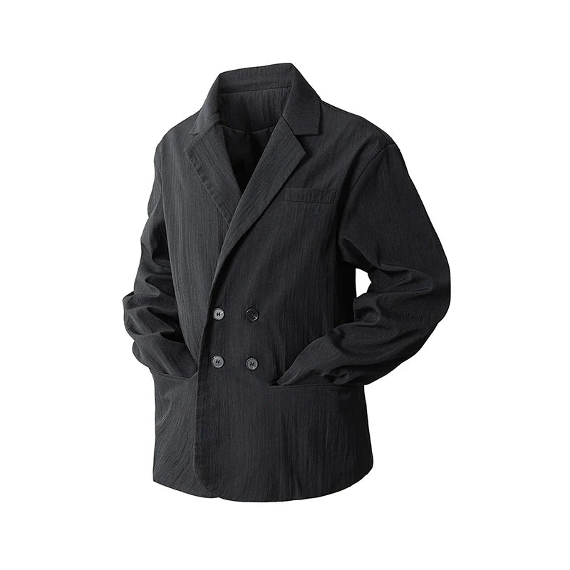 Men's Double Breasted Smart Casual Blazer – Black & Coffee | Spring Autumn Jacket