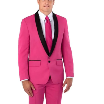 Slim Fit Solid Men's 2-Piece Tuxedo Shawl Lapel One Button Business Wedding Prom Groom Suit Jacket And Pants Set Men Clothing