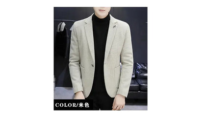 Blazer: An Outdoor Fashion Business Gentleman Pure Color Wedding Host Slim-fit Casual Korean-style Versatile Men Fleece Blazer