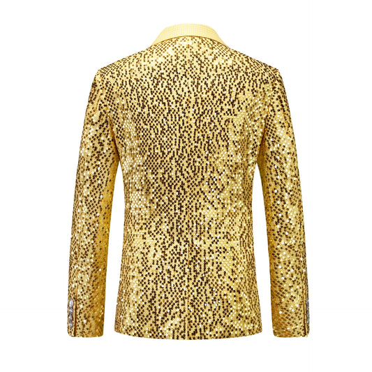 Smart Casual Spring And Autumn Gold Sequin Decorated Stylish Plus Padded Oversized Versatile Casual Suit