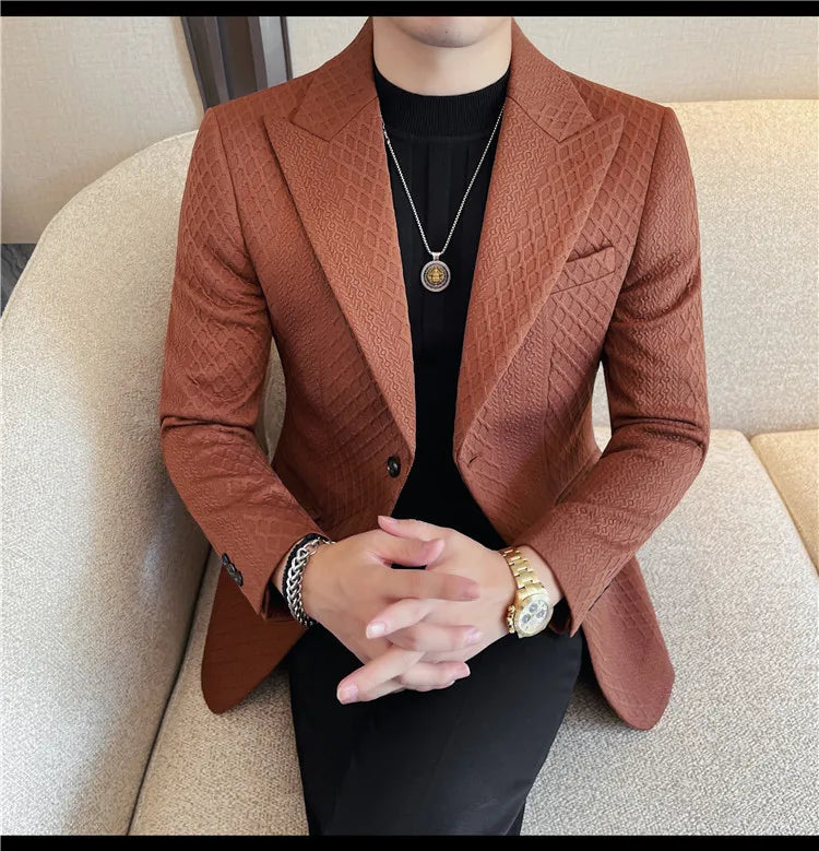 Autumn Winter Single Breasted Wedding Suit Jacket for Men Business Casual Slim Fit Blazers Banquet Party Social Suit Jackets