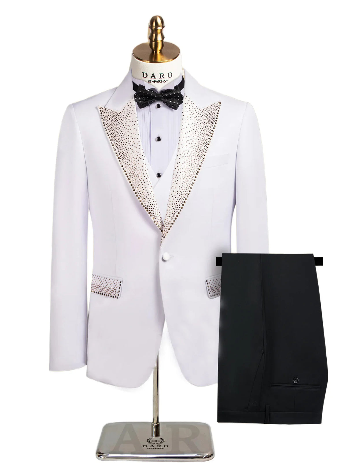 Rhinestone Lapel 3 Piece Suit Set (vest+Blazer+Trousers) Business Formal Casual Suits Wedding Groom Party Stage Men's Suit M-5XL