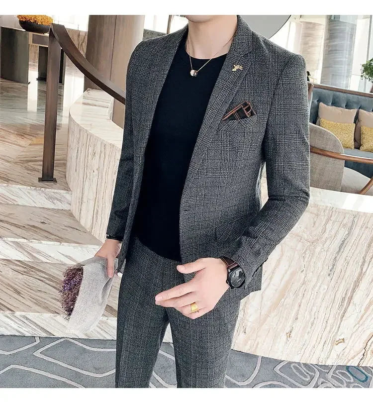 Men's Hemp Linen Suit (Blazer + Pants) – Smart Casual British Style for Business, Wedding & Everyday Wear