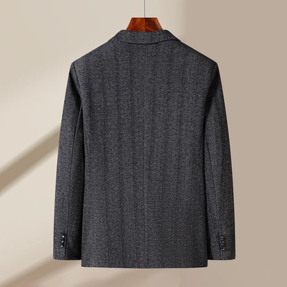 Men's 2024 Business Casual Single Suit Jacket High Quality Herringbone Wool Blend Single Breasted Stylish Handsome Line Bag