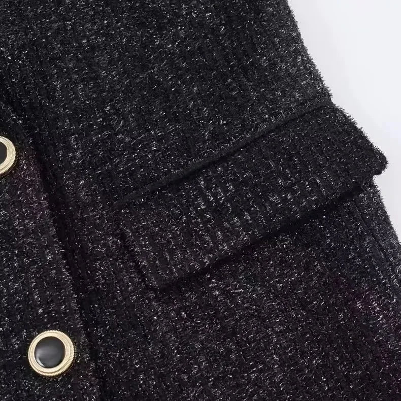 Office Lady Chic Black Blazer V Neck Double Buttons Long Jackets Fashion 2026 Casual Pockets Female Party Outwears
