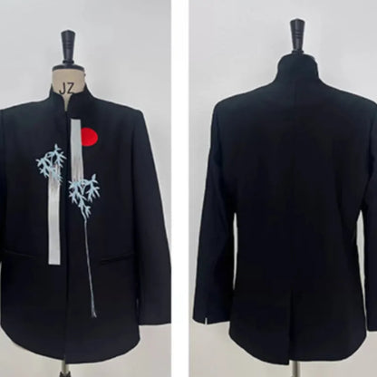 Women Chic Blazer Chinese Style Embroidery Stand Collar Elegant Fashion High Street Trendy Jacket New Spring Autumn HK20319