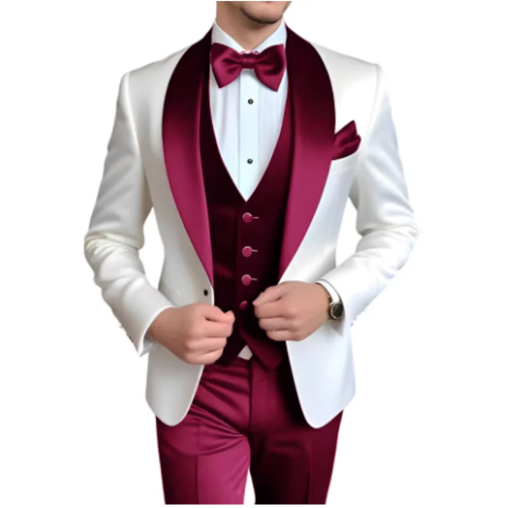 Men's 3-Piece Slim Fit Suit – Single Breasted Blazer, Vest & Pants Set for Wedding, Business & Formal Occasions
