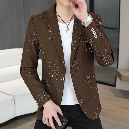 Blazer Men's Sequined High-end Hot Diamond Style Business Outdoor Travel Wedding Youth Slimming Casual High Formal Wear Blazer