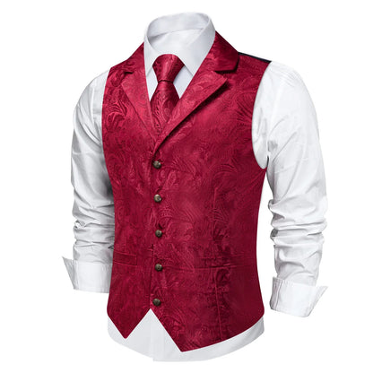 Men's Suit Vest & Tie Set – Paisley Jacquard Waistcoat for Weddings and Formal Occasions