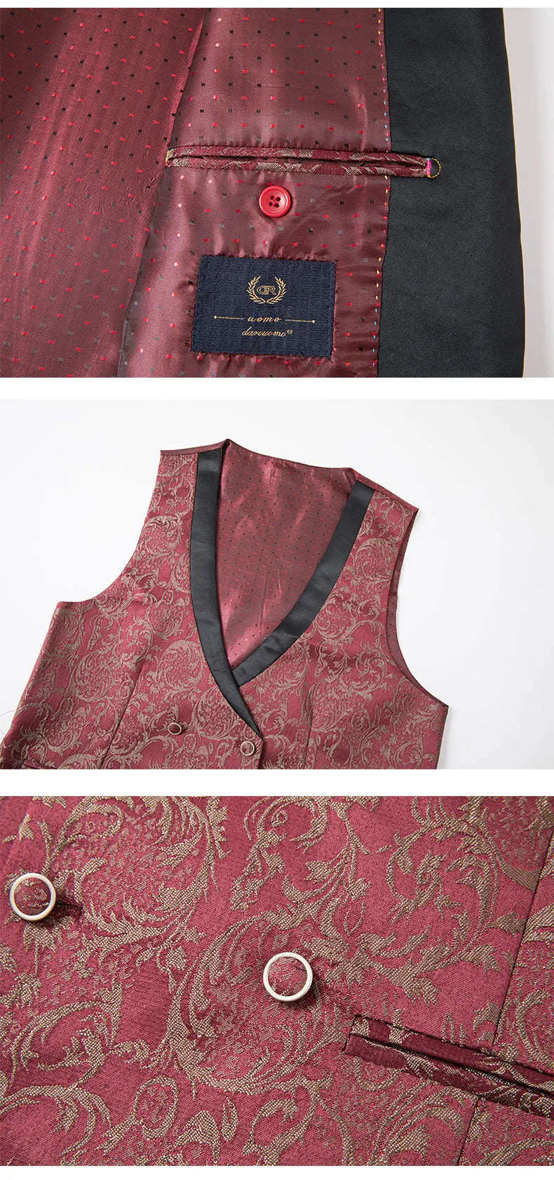 2025 Men's Jacquard Suits 3 Pieces ( Jacket+vest+pant) Wedding Dress Groom's Suit Host's Performance Party Stage Formal Clothing